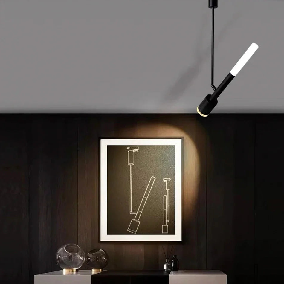 Afralia™ 8W COB Pendant Spotlight for Bedroom, Living Room, Restaurant - Black/White Aluminum