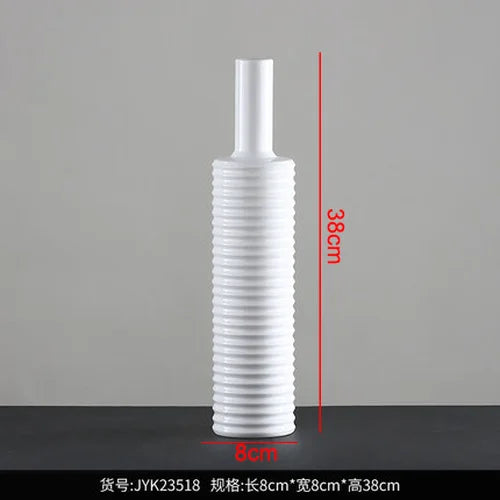 Afralia™ Modern Black White Striped Ceramic Vase Geometric Art Deco Home Decor