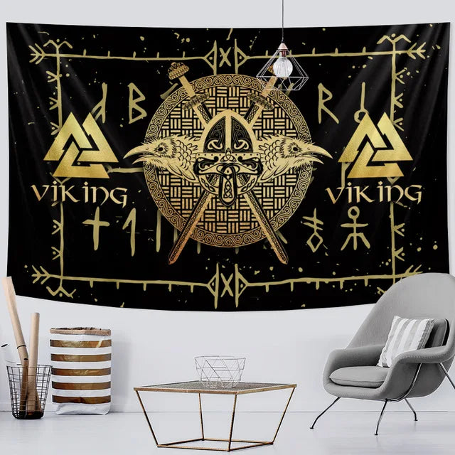 Afralia™ Viking Symbol Tapestry: Mystical Wall Art & Bohemian Home Decor