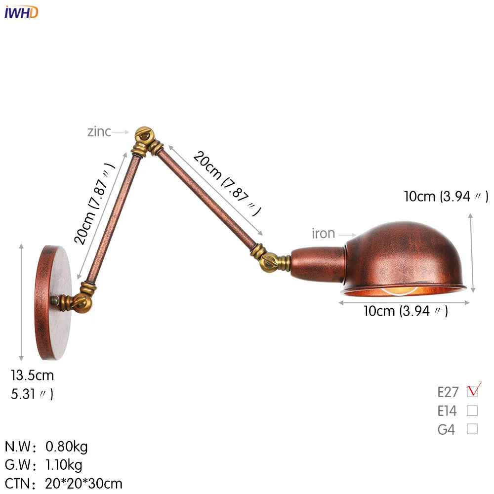 Afralia™ Loft Antique Edison 3-Head Black Wall Sconce Swing Arm Light