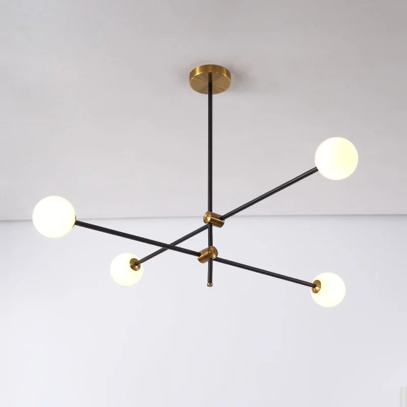 Afralia™ Nordic Black Glass Chandelier Ceiling Light Fixture for Modern Living Room Dining Room Decor