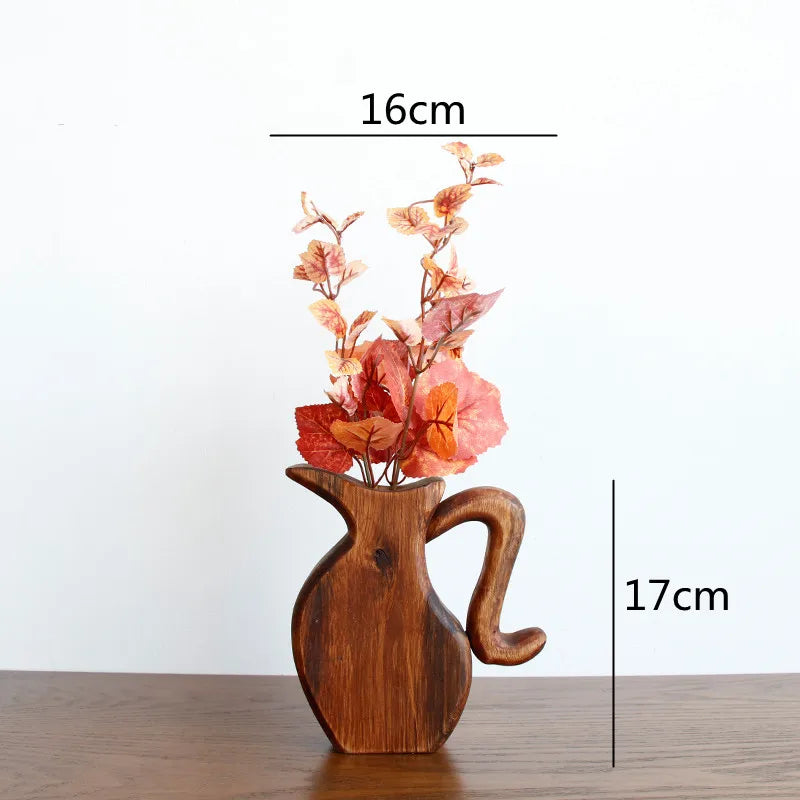 Afralia™ Wooden Vase Glass Test Tube Hollow Flower Hydroponics Bouquet Display