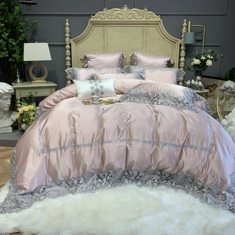 Afralia™ Luxury Lace Embroidery Bedding Set, 1000TC Egyptian Cotton, Princess Wedding Theme