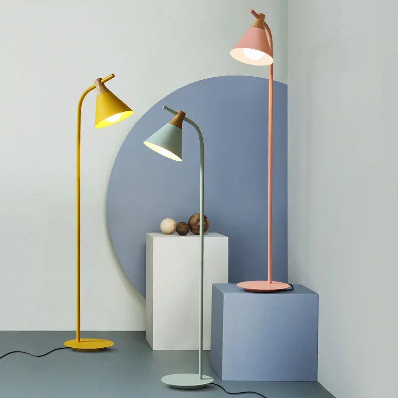 Afralia™ Iron Macaron Floor Lamp: Modern LED Wooden Tall Lamp for Living Room