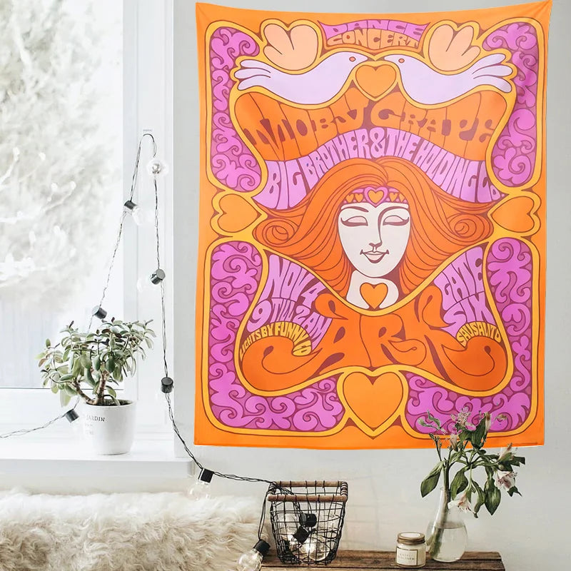 Afralia™ Retro Psychedelic Hippie Tapestry for Aesthetic Home Decor