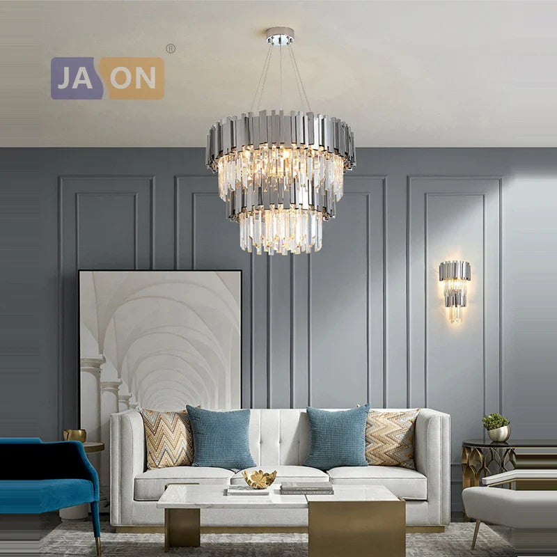 Afralia™ Chrome Silver Gold Black Suspension Luminaire Pendant Lamp for Foyer