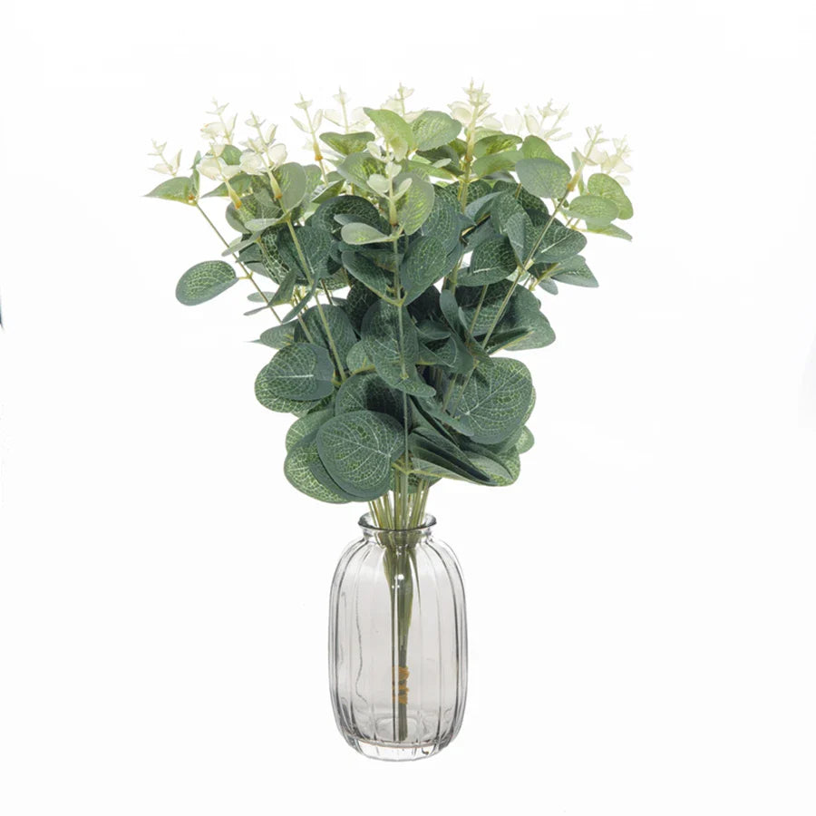 Silk Eucalyptus Leaf & Rose Artificial Plants Vase for Home Decor by Afralia™