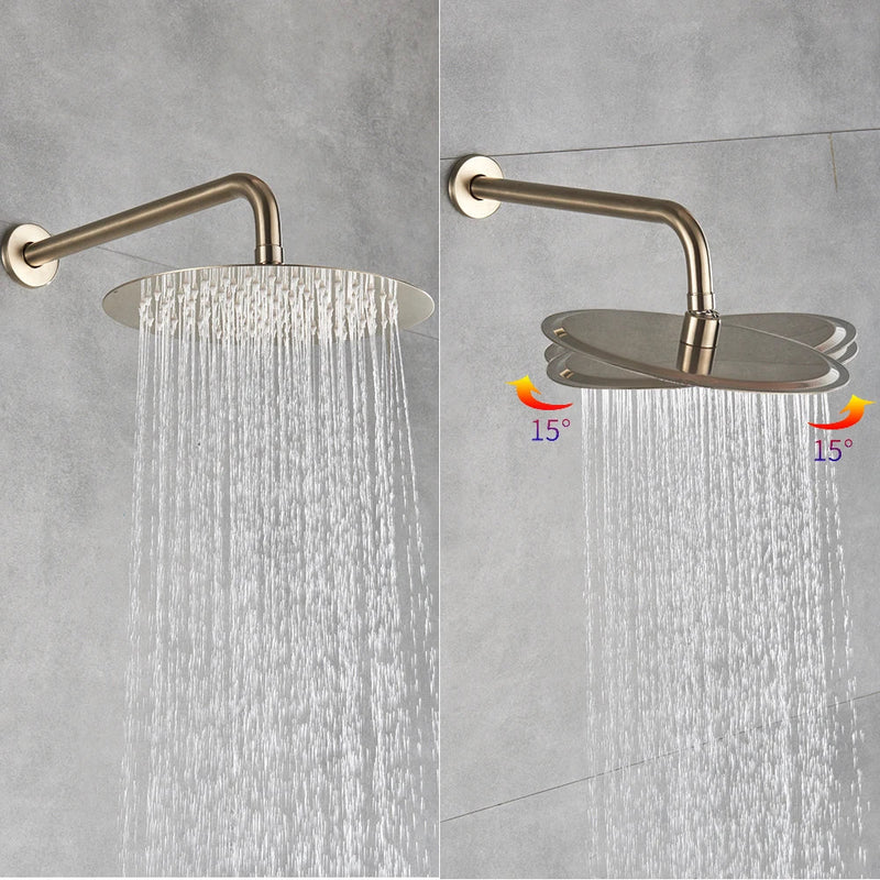 Afralia™ Brushed Gold Rainfall Shower Set with Single Handle Mixer and Embedded Box