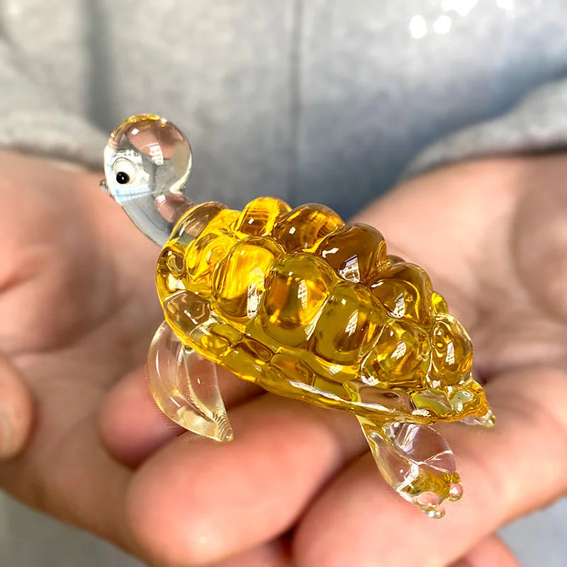 Afralia™ Sea Turtle Glass Figurine Handmade Crystal Miniatures Home Decor