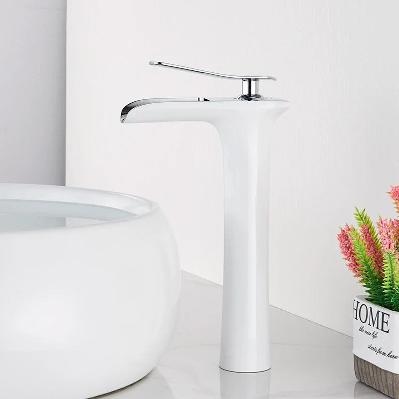 Afralia™ White Waterfall Bathroom Faucet - Modern Single Hole Basin Mixer Tap