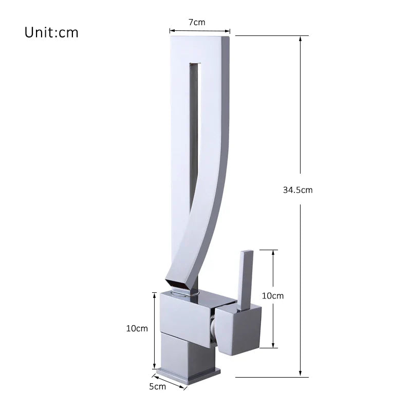 Afralia™ Chrome Square Basin Faucet Single Handle 360 Rotation Mixer Tap