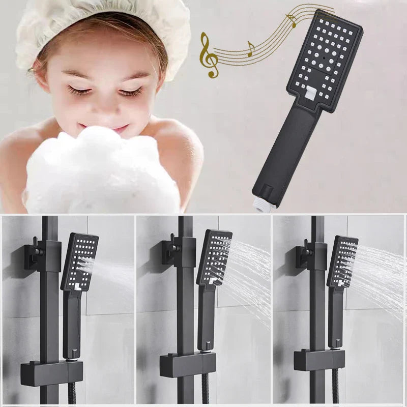 Afralia™ Thermostatic Shower Faucet Set with Rainfall Showerhead and Brass Tub Spout