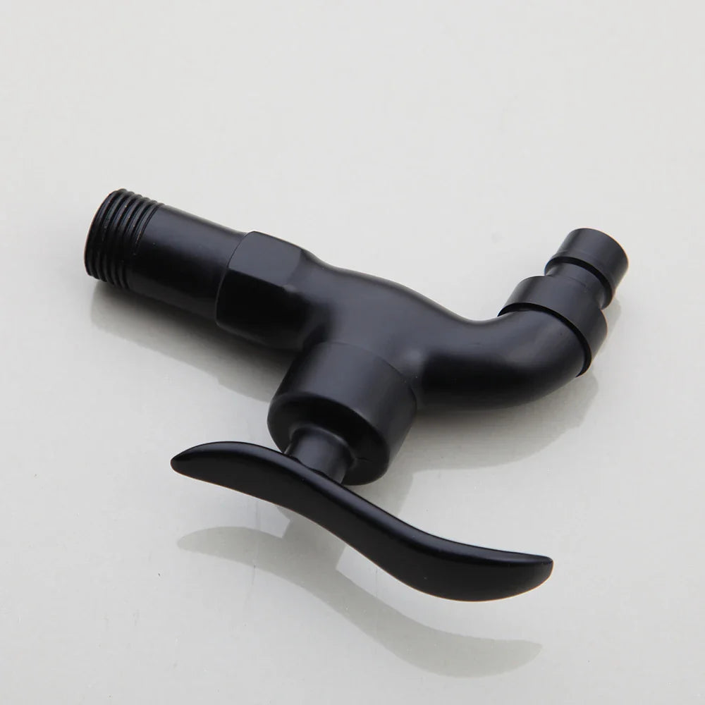 Afralia™ Matte Black Wall Mount Washing Machine Faucet - Black Basin Sink Tap