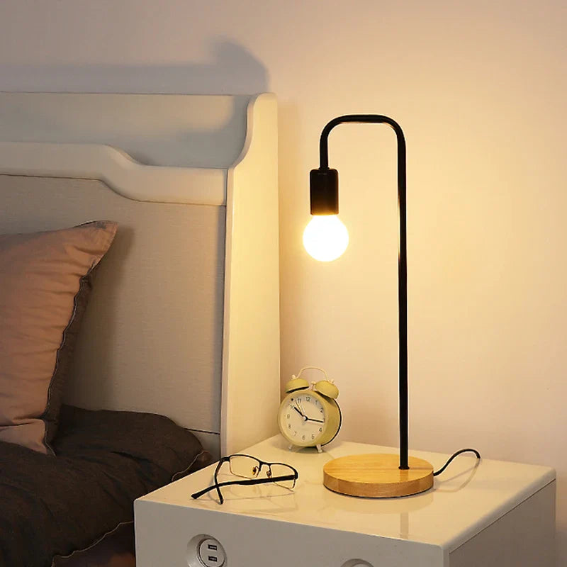 Afralia™ Loft Vintage Desk Lamp Wooden E27 Edison Table Light