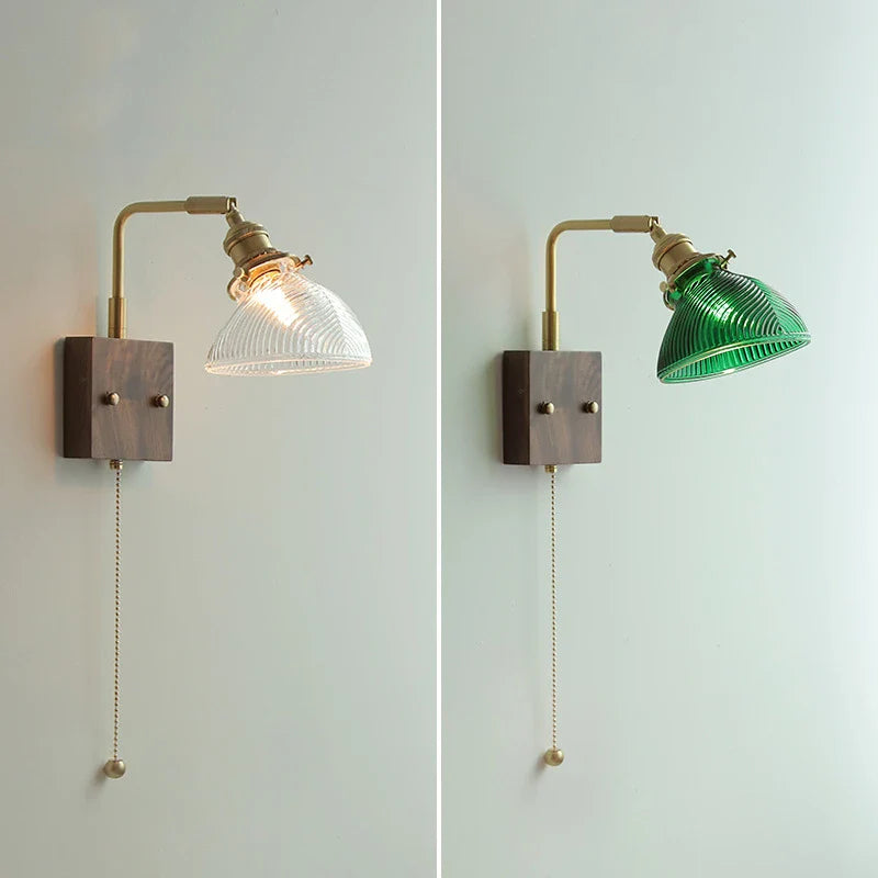 Afralia™ Clear Glass LED Wall Lights with Pull Chain Switch, Rotate Modern Nordic Wall Lamp
