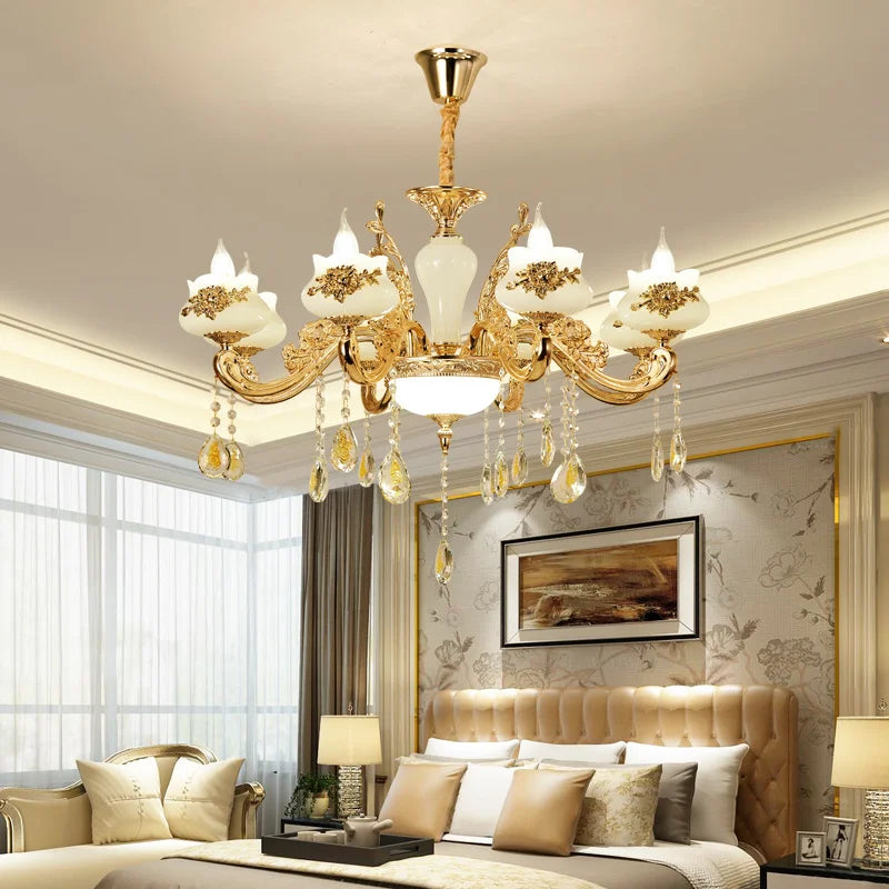 Afralia™ Gold Crystal LED Chandelier: Elegant Lighting for Living Room, Hotel, or Villa Hall