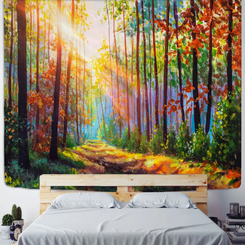 Afralia™ Forest Scenery Tapestry Wall Hanging Bedspread Hippie Mandala Home Decor