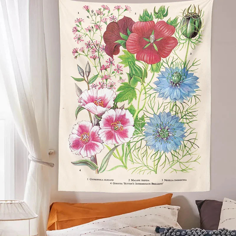 Afralia™ Vintage Floral Botanical Tapestry Wall Hanging for Elegant Home Decor