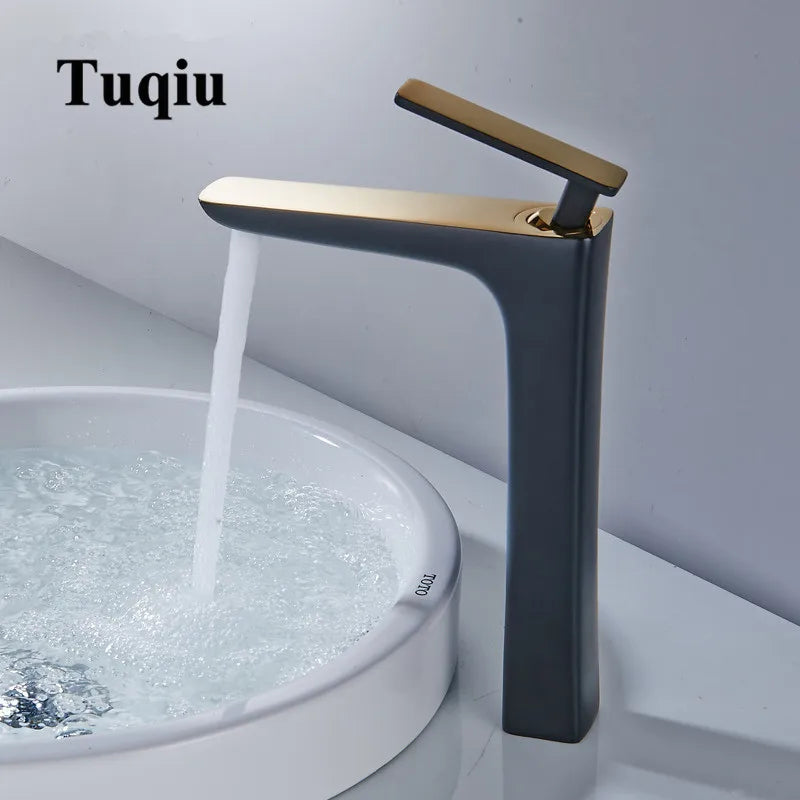 Afralia™ Basin Faucet: Black/White Brass Mixer Tap, Bathroom Sink Water Crane, Hot & Cold.