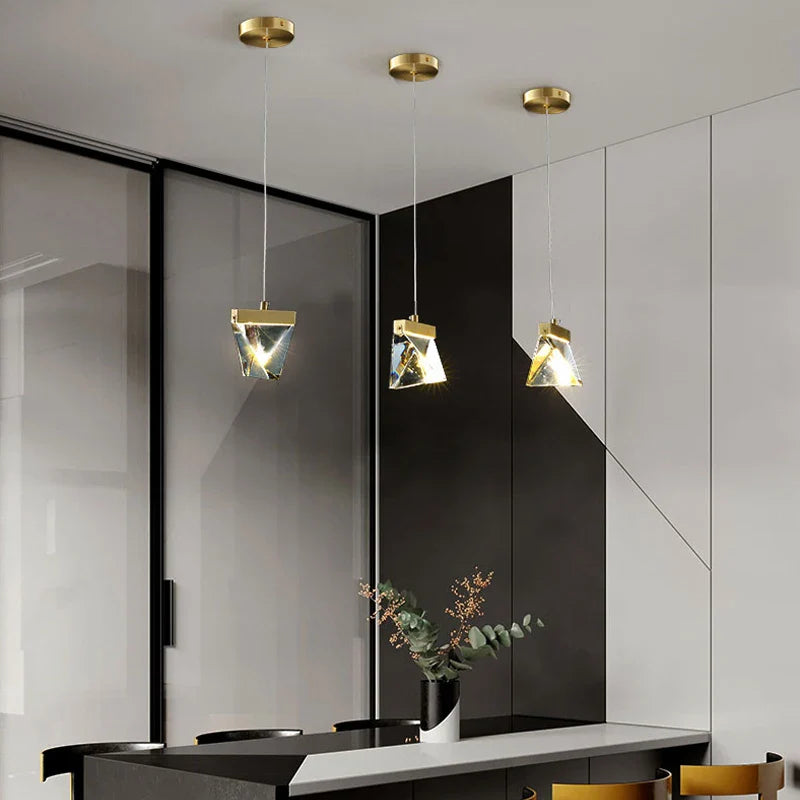 Afralia™ Crystal Square Rhombic LED Chandelier for Duplex Villa Living Room & Restaurant