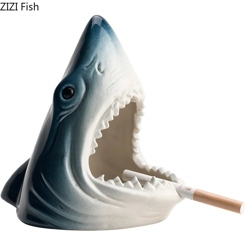 Afralia™ Creative Shark Storage Ashtray for Home and Office Decoration