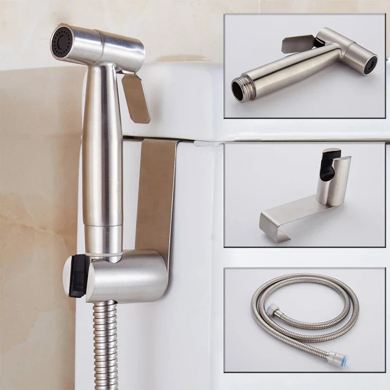 Afralia™ Stainless Steel Handheld Bidet Sprayer Set Kit for Bathroom Faucet, Self Cleaning