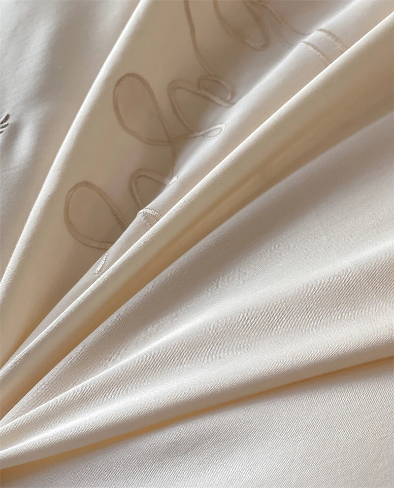 Afralia™ French Princess 1000TC Cotton Bedding Set with Flowers Embroidery and Ruffles