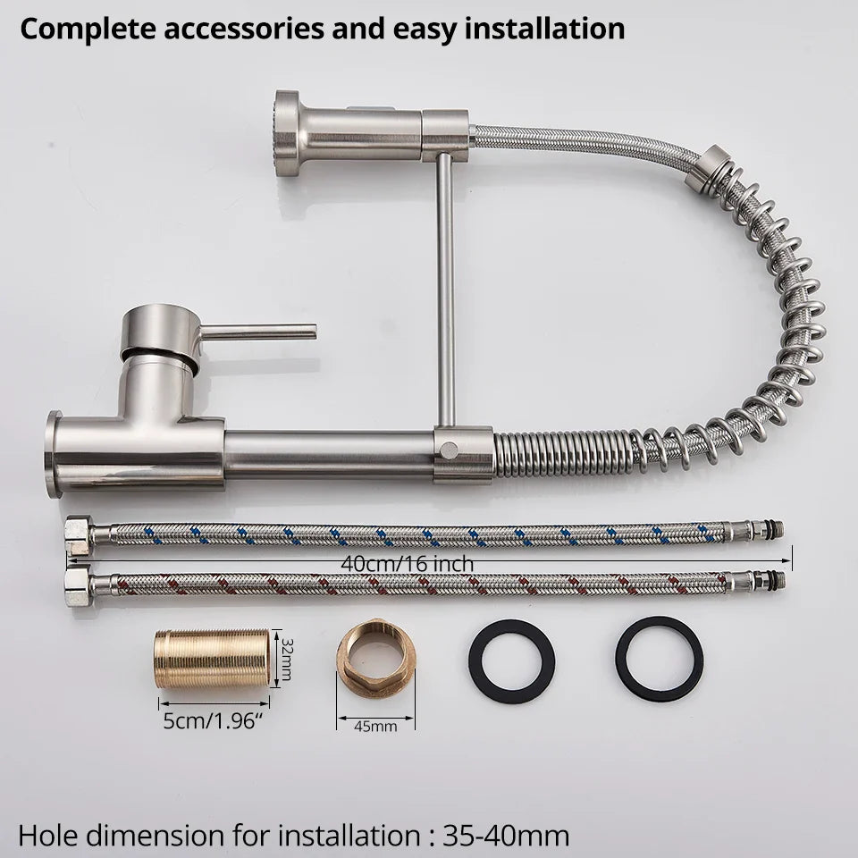 Afralia™ Pull Down Kitchen Faucet Hot Cold Water Mixer Tap 360 Degree Rotation
