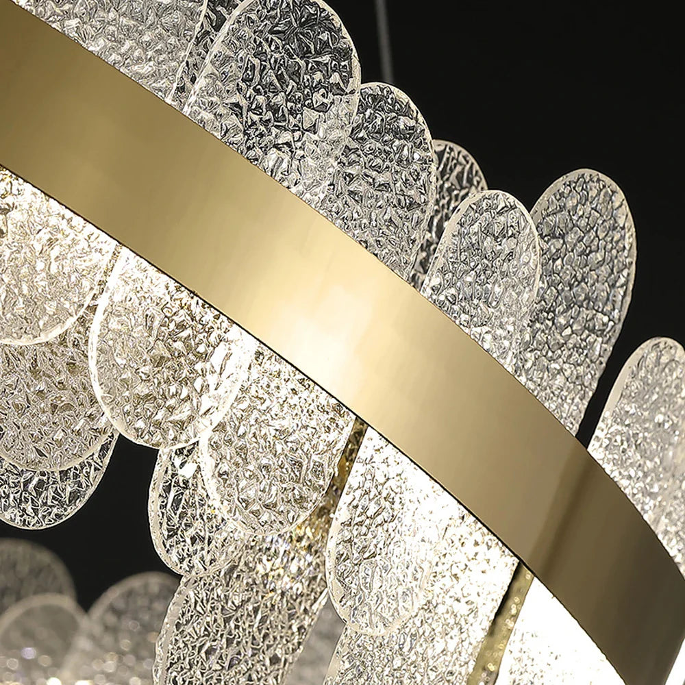 Afralia™ Golden Stainless Steel LED Designer Chandelier for Dining Room