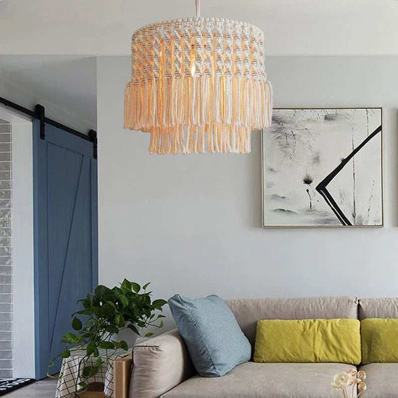 Afralia™ Bohemia Cotton Rope Chandelier: Modern Pendant Lamp for Dining Room, Living Room, Balcony