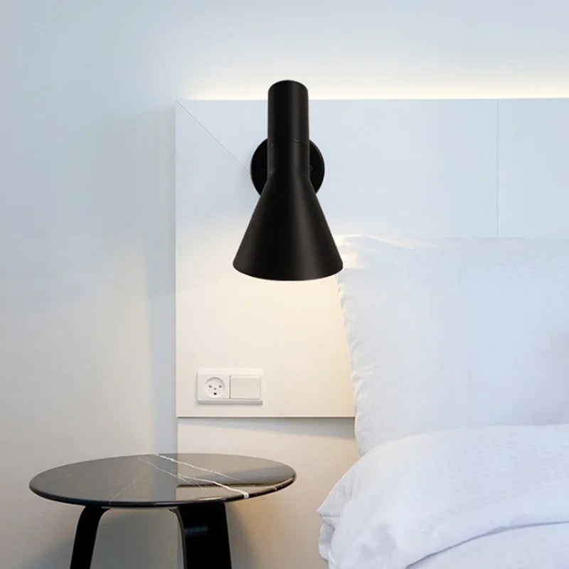 Afralia™ Swing Head Wall Lamp White Black Postmodern Design Bedside Reading Light E27