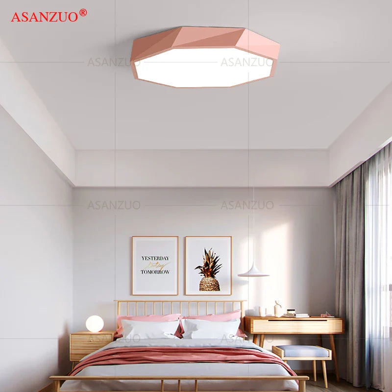 Afralia™ Octagon LED Ceiling Lights With Remote Control - Modern Surface Mount Lighting