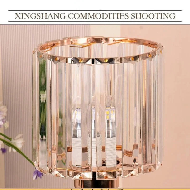Afralia™ Crystal Desk Lamp USB Charging Night Light for Living Room Bedroom Decor