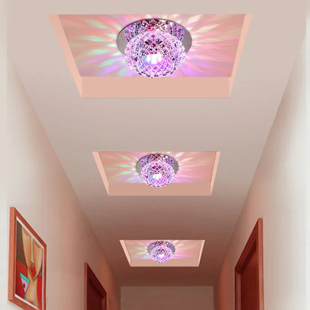 Afralia™ Crystal LED Ceiling Chandelier for Aisle, Balcony, Porch, and Corridor Lighting