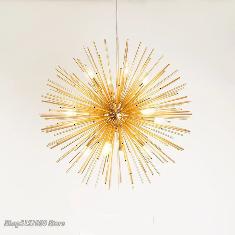 Afralia™ LED Dandelion Chandelier, Modern Golden Hanging Light for Living Room & Dining Room