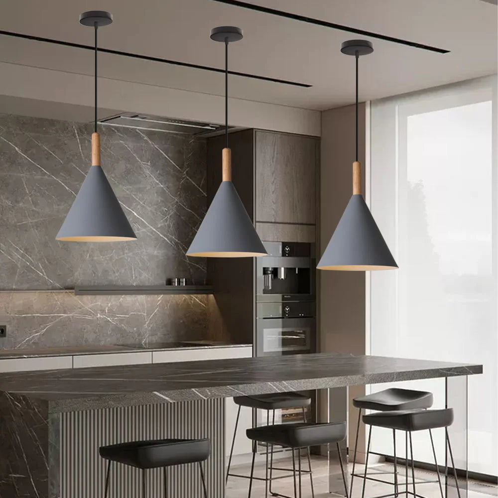 Afralia™ Nordic Wood LED Pendant Lights for Modern Kitchen Bars Bedroom Decor