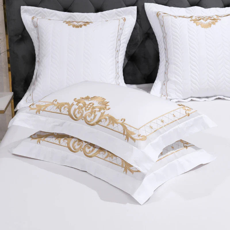 Afralia™ Luxury European Palace Style Bedding Set with Gold Embroidery