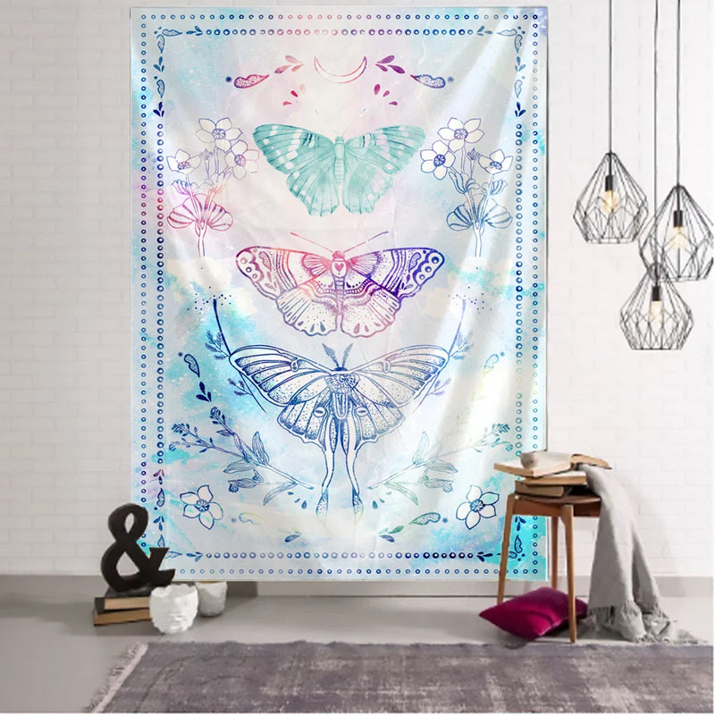 Psychedelic Butterfly Tarot Tapestry for Bohemian Witchcraft Decor by Afralia™