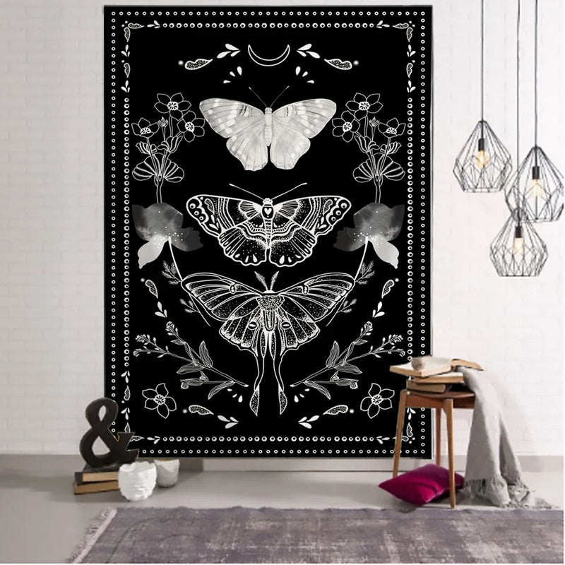 Psychedelic Butterfly Tarot Tapestry for Bohemian Witchcraft Decor by Afralia™