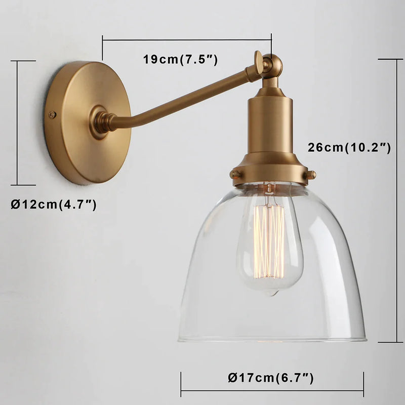 Afralia™ Vintage Glass Shade Wall Sconce Light Fixture