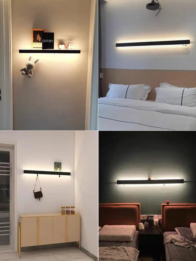 Afralia™ Minimalist Wall Lamp for Bedroom with Storage and Hooks
