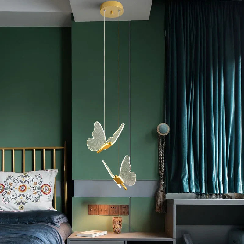 Afralia™ Butterfly LED Hanging Lamp: Modern Luxury Pendant Light for Bedroom, Living Room & Restaurant