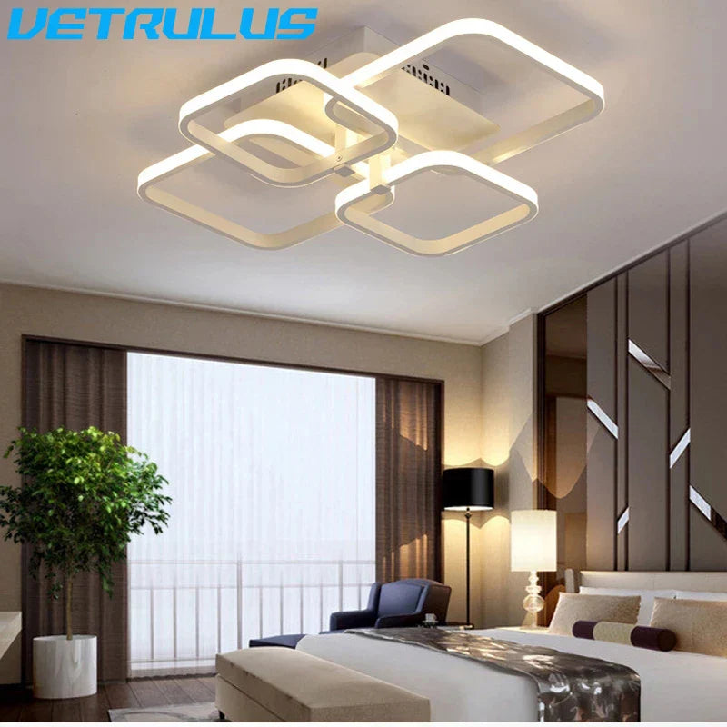 Afralia™ White Acrylic Chandelier LED Ceiling Lamp for Living Dining Room Home Decor
