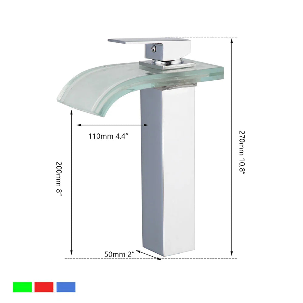 Afralia™ LED Waterfall Basin Mixer Faucet Chrome Finish Single Handle Sink Tap