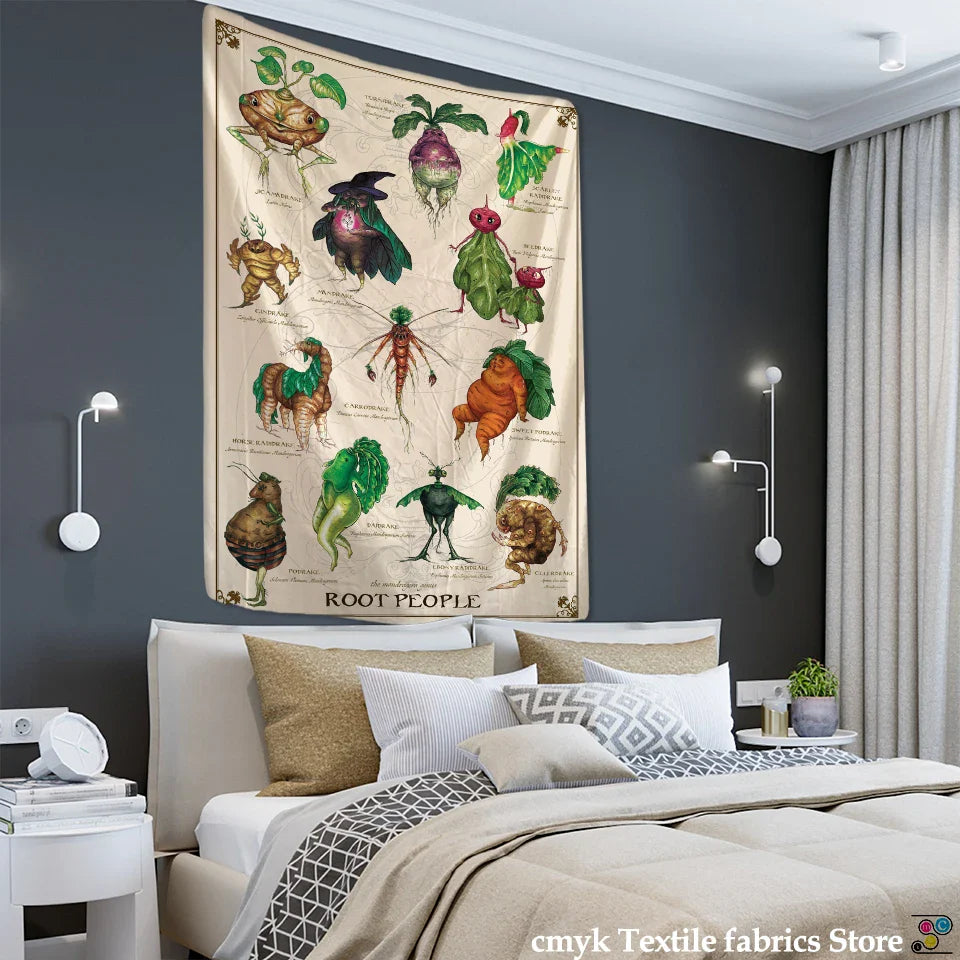 Afralia™ Vegetable Tarot Tapestry Wall Hanging for Bohemian Home Decor