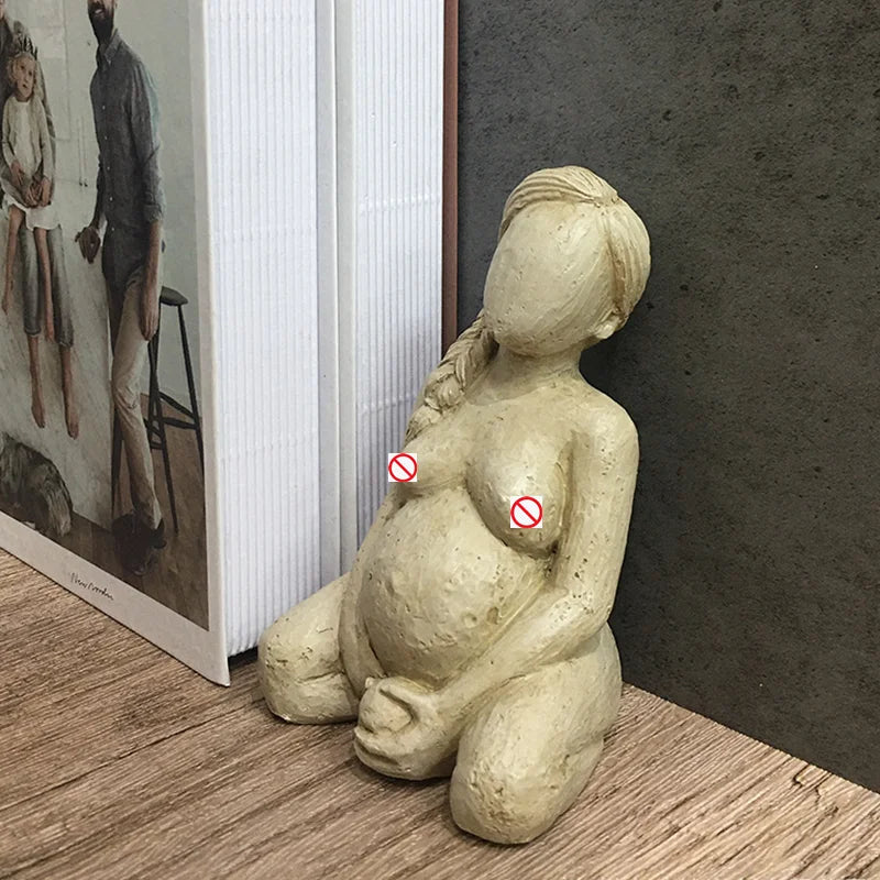 Afralia™ Pregnancy Sculpture: Naked Woman & Baby Human Resin Crafts Ornament