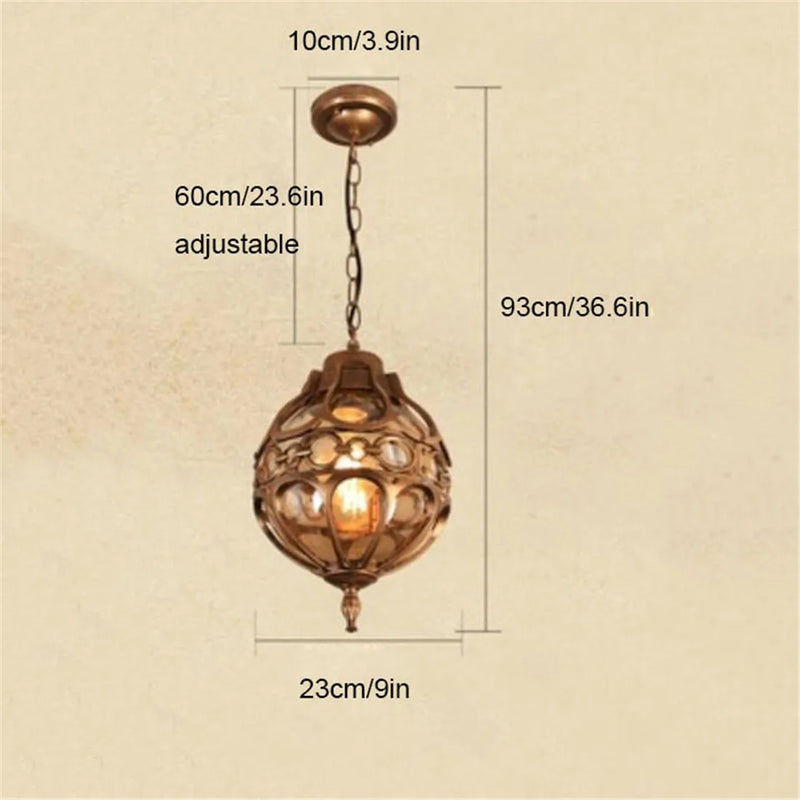 Afralia™ Retro Europe Style Outdoor Pendant Light for Courtyard Garden Balcony