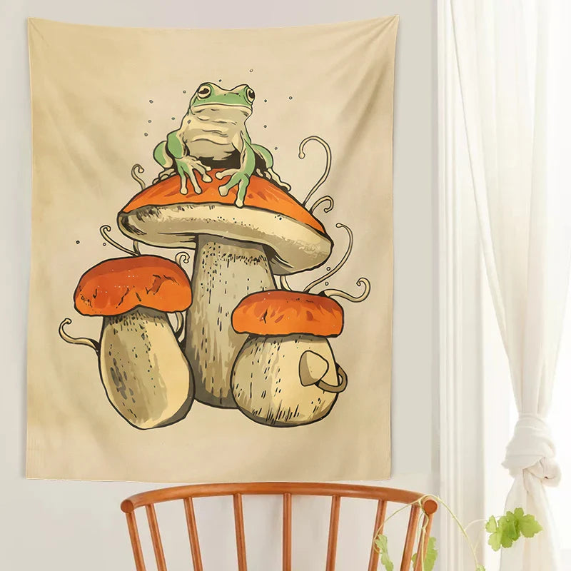 Afralia™ Frog Mushroom Psychedelic Tapestry Wall Hanging