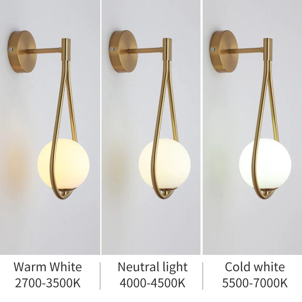 Afralia™ Modern LED Metal Glass Wall Lamp for Living Room Bedroom Decoration