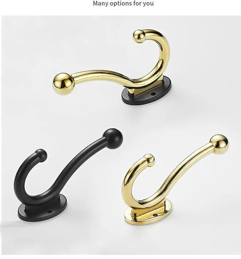 Afralia™ Wall Mount Coat Hook Rack 5 Hooks Bathroom Hat Towel Hanger Rustproof Silver